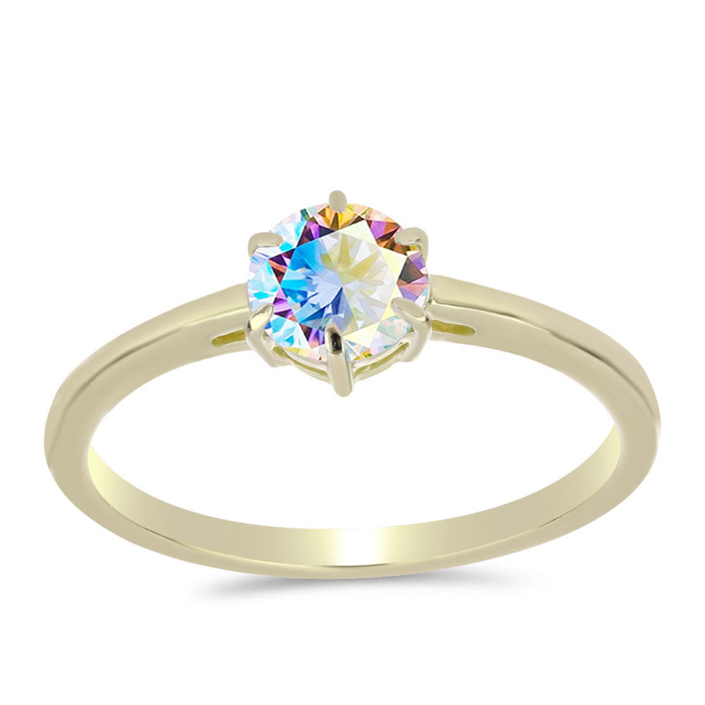 Anillo de Plata Bañada en Oro con Moisanita hielo 3 