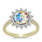 Anillo de Plata Bañada en Oro con Moisanita hielo y Topacio Blanco