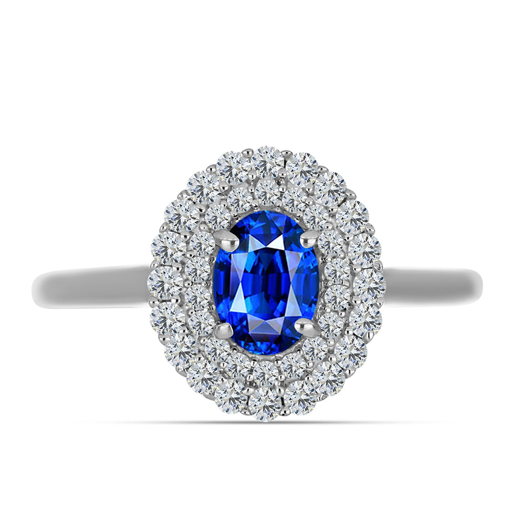 Anillo de Plata con Zafiro Azul Australiano y Topacio Blanco 1 