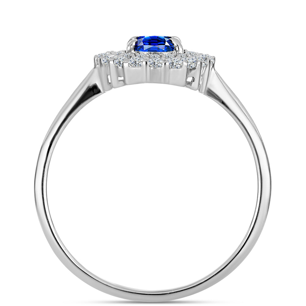 Anillo de Plata con Zafiro Azul Australiano y Topacio Blanco