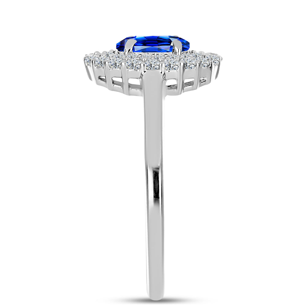 Anillo de Plata con Zafiro Azul Australiano y Topacio Blanco 4 