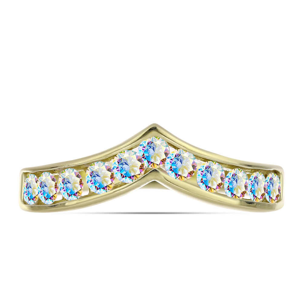 Anillo de Plata Bañada en Oro con Moisanita hielo