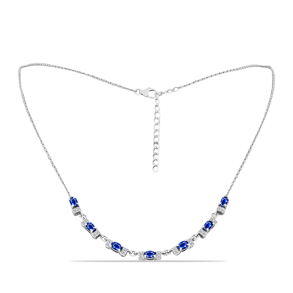 Collar de Plata con Zafiro Azul Australiano y Topacio Blanco 1 