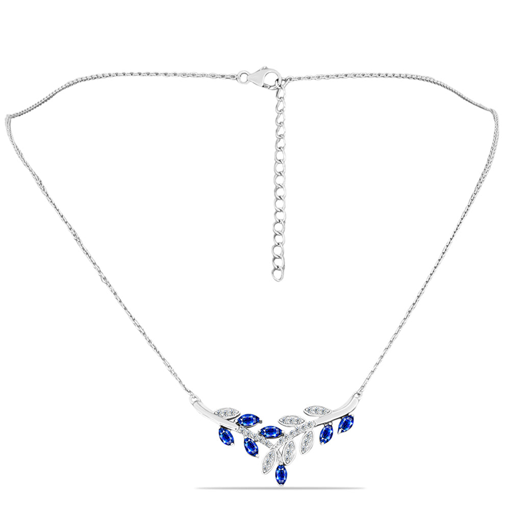 Collar de Plata con Zafiro Azul Australiano y Topacio Blanco
