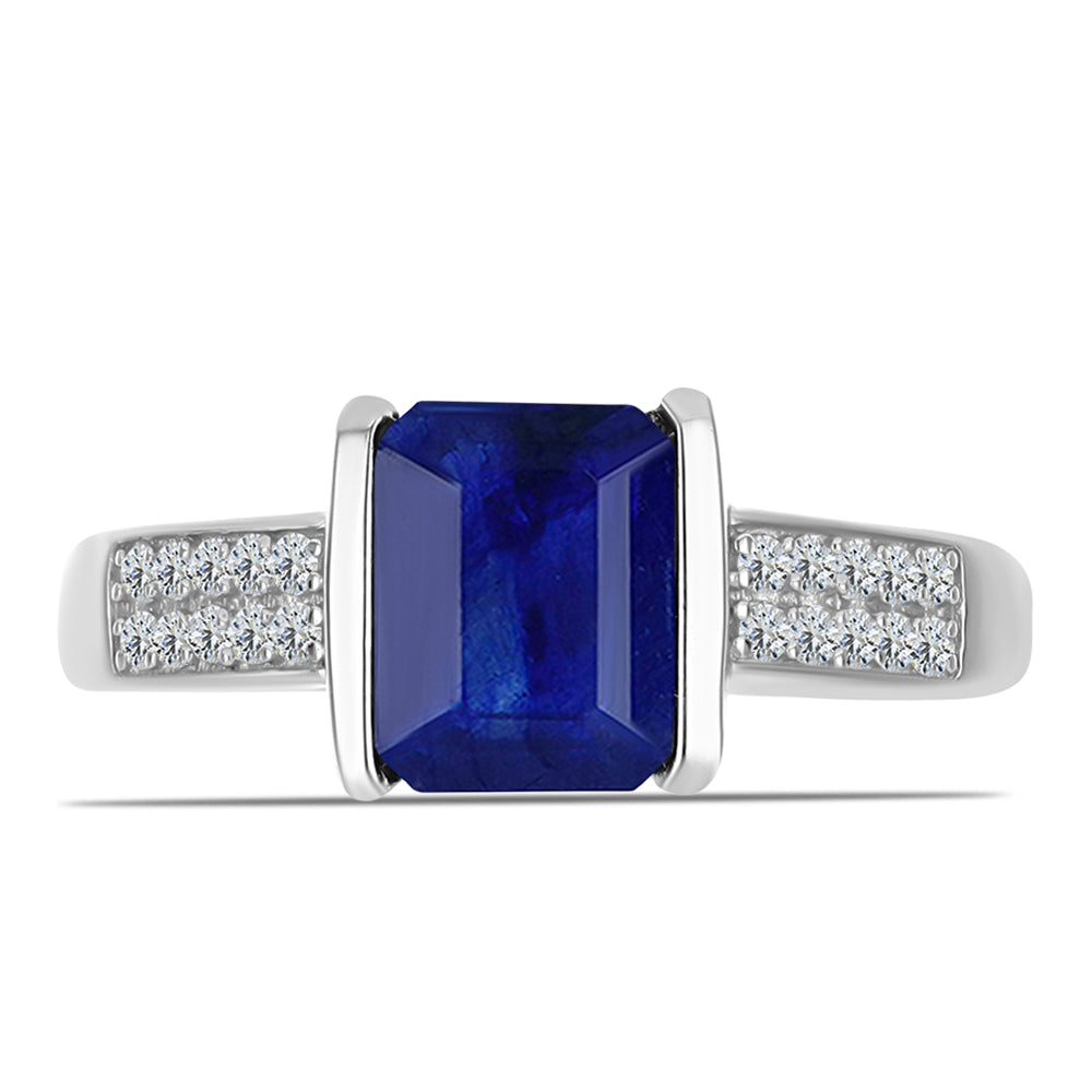 Anillo de Plata con Zafiro Azul Australiano y Topacio Blanco 1 