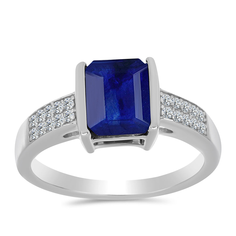 Anillo de Plata con Zafiro Azul Australiano y Topacio Blanco