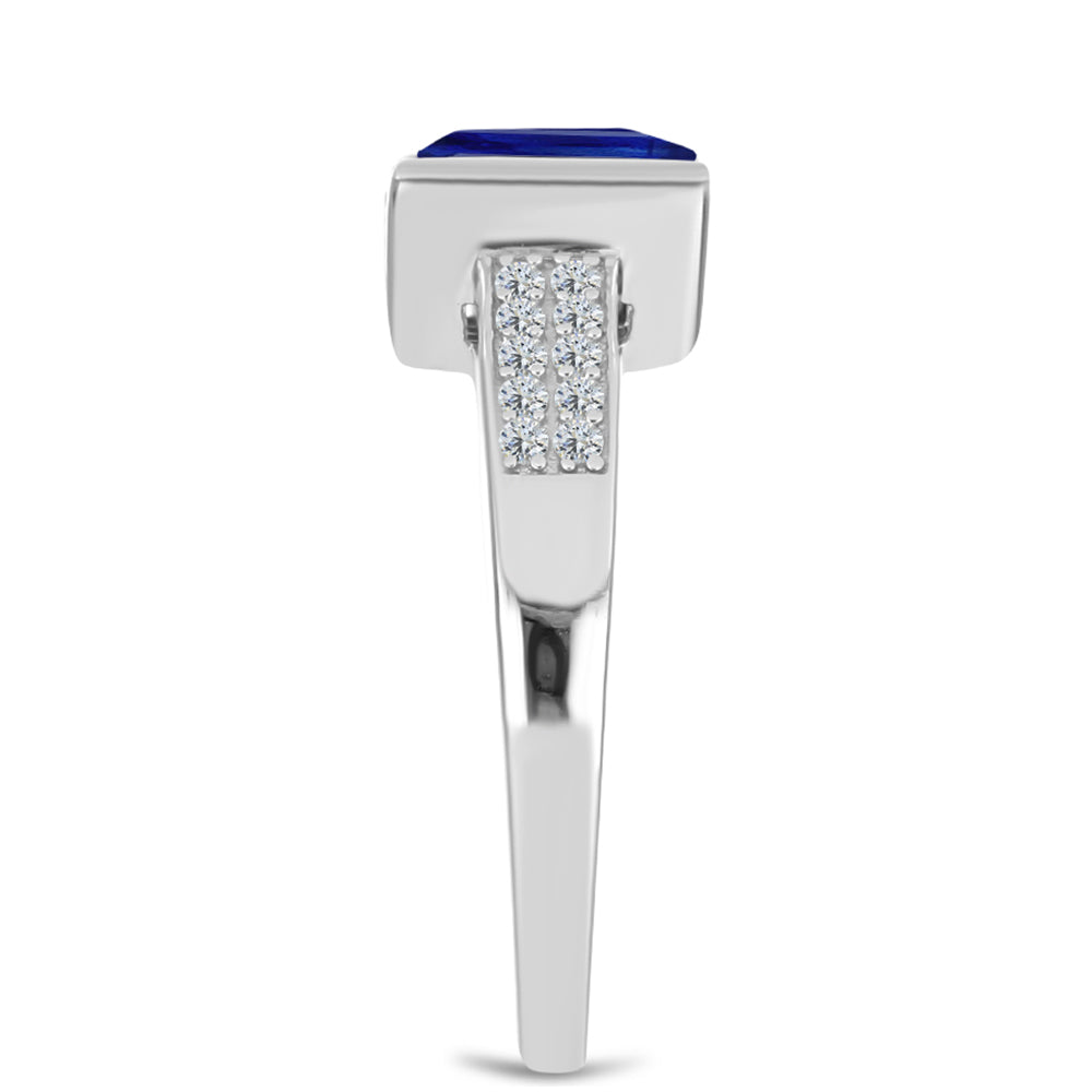 Anillo de Plata con Zafiro Azul Australiano y Topacio Blanco 4 