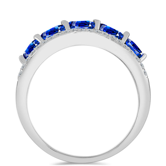 Anillo de Plata con Zafiro Azul Australiano y Topacio Blanco