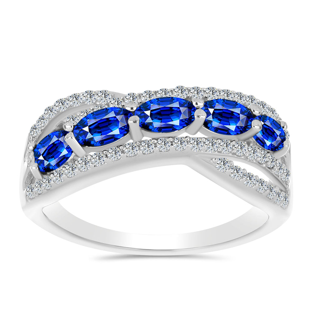 Anillo de Plata con Zafiro Azul Australiano y Topacio Blanco