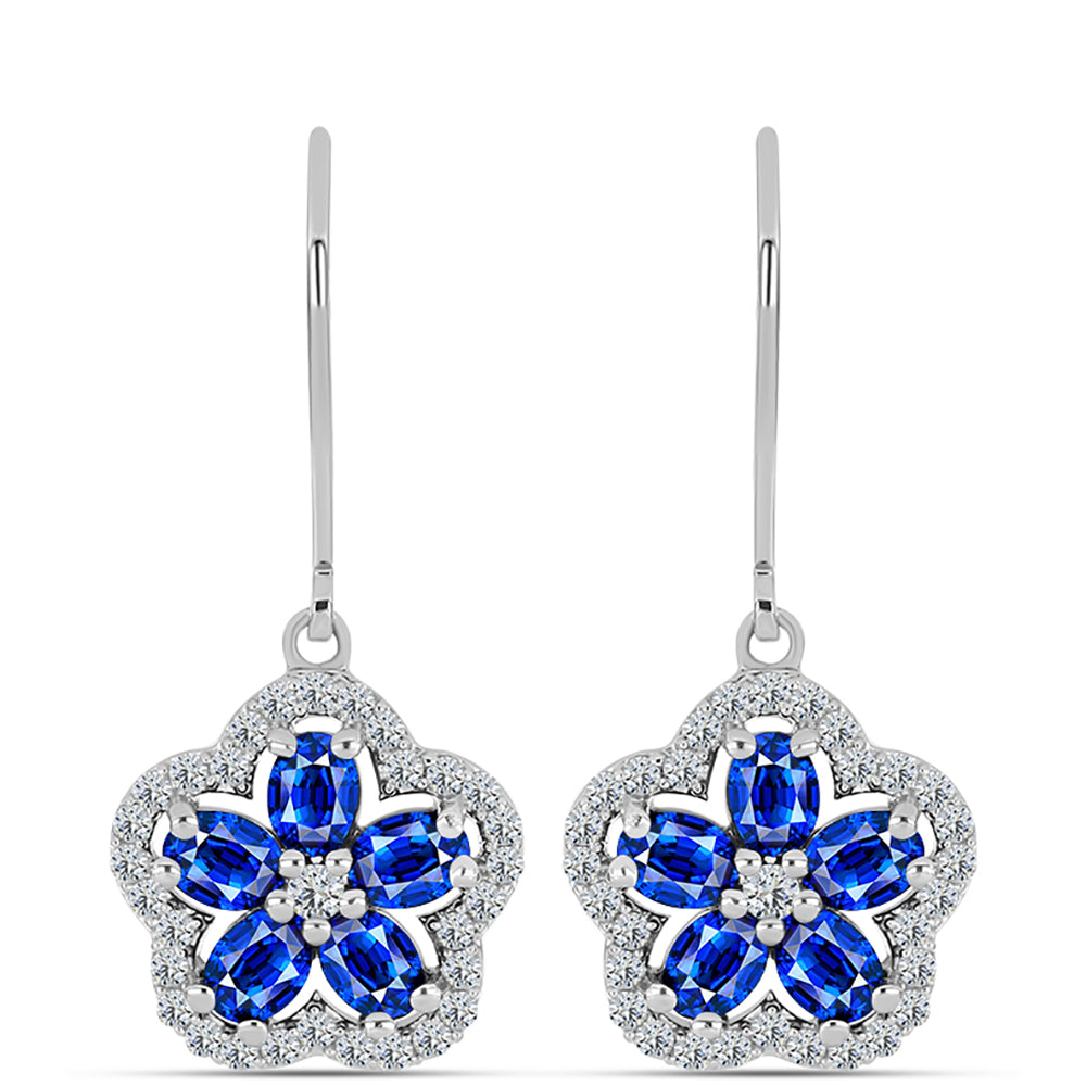 Pendientes de Plata con Zafiro Azul Australiano y Topacio Blanco
