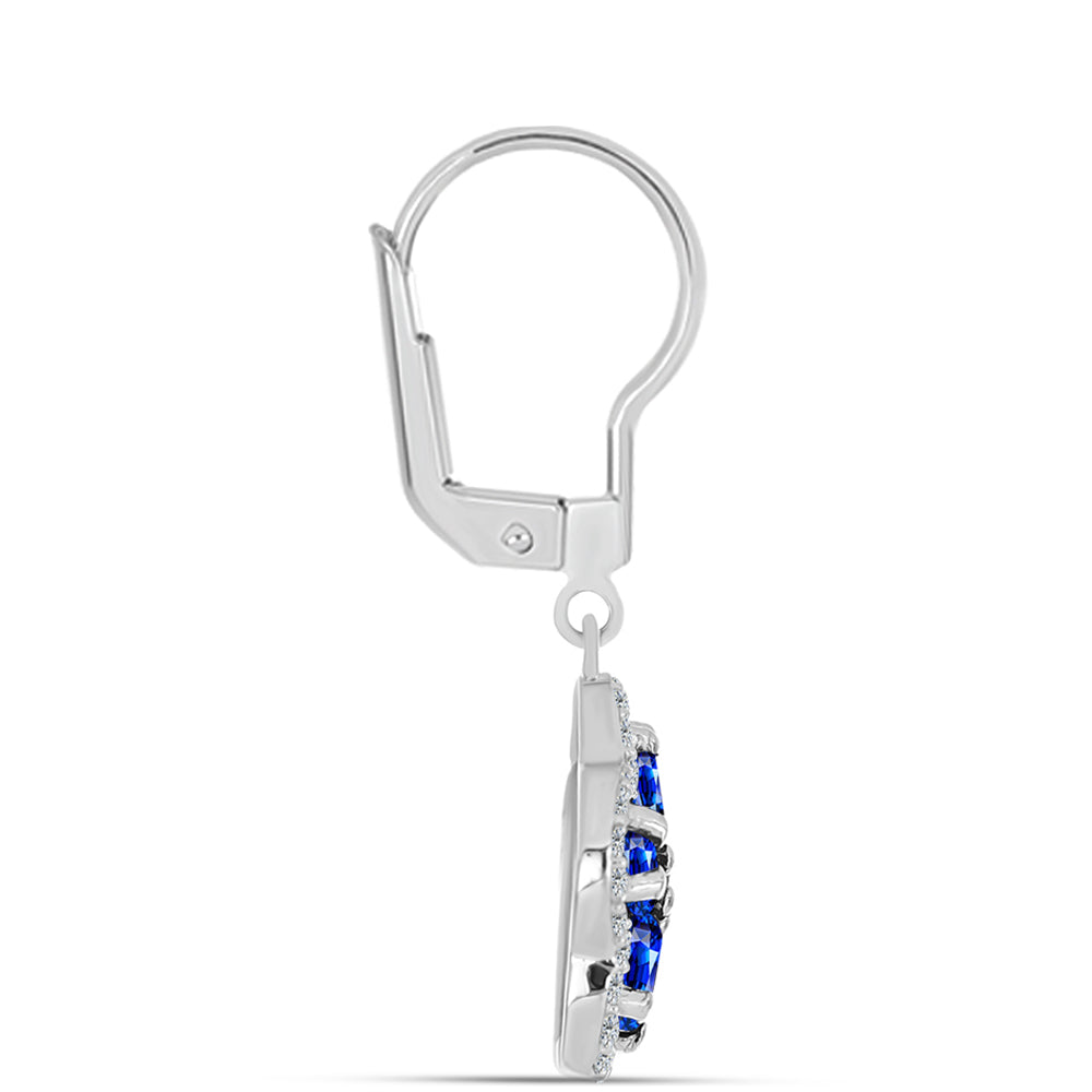 Pendientes de Plata con Zafiro Azul Australiano y Topacio Blanco 2 