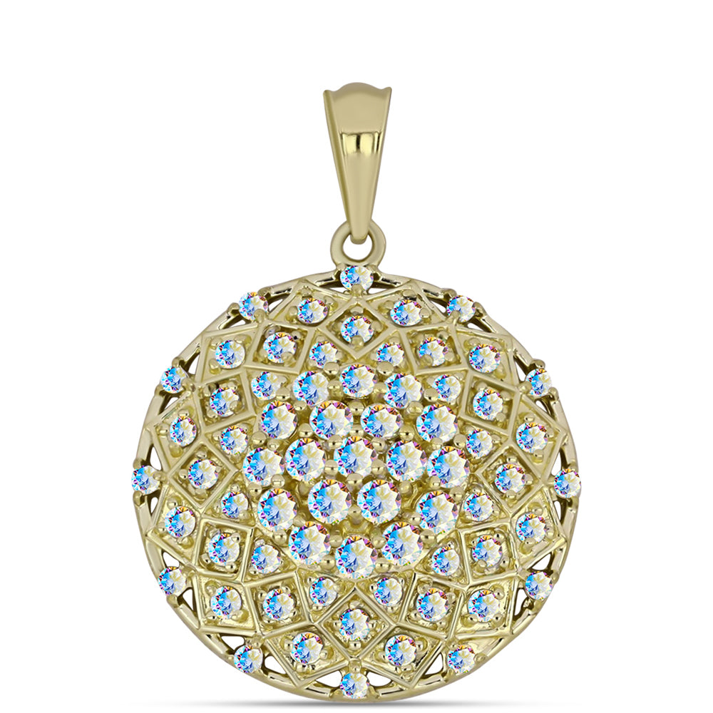 Colgante de Plata Bañada en Oro con Moisanita hielo 1 