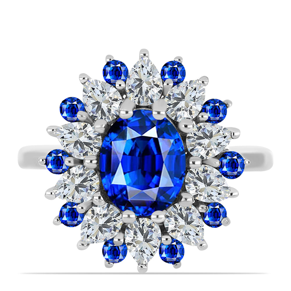 Anillo de Plata con Zafiro Azul Australiano y Topacio Blanco