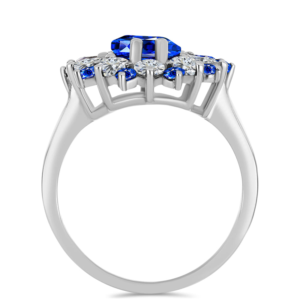 Anillo de Plata con Zafiro Azul Australiano y Topacio Blanco