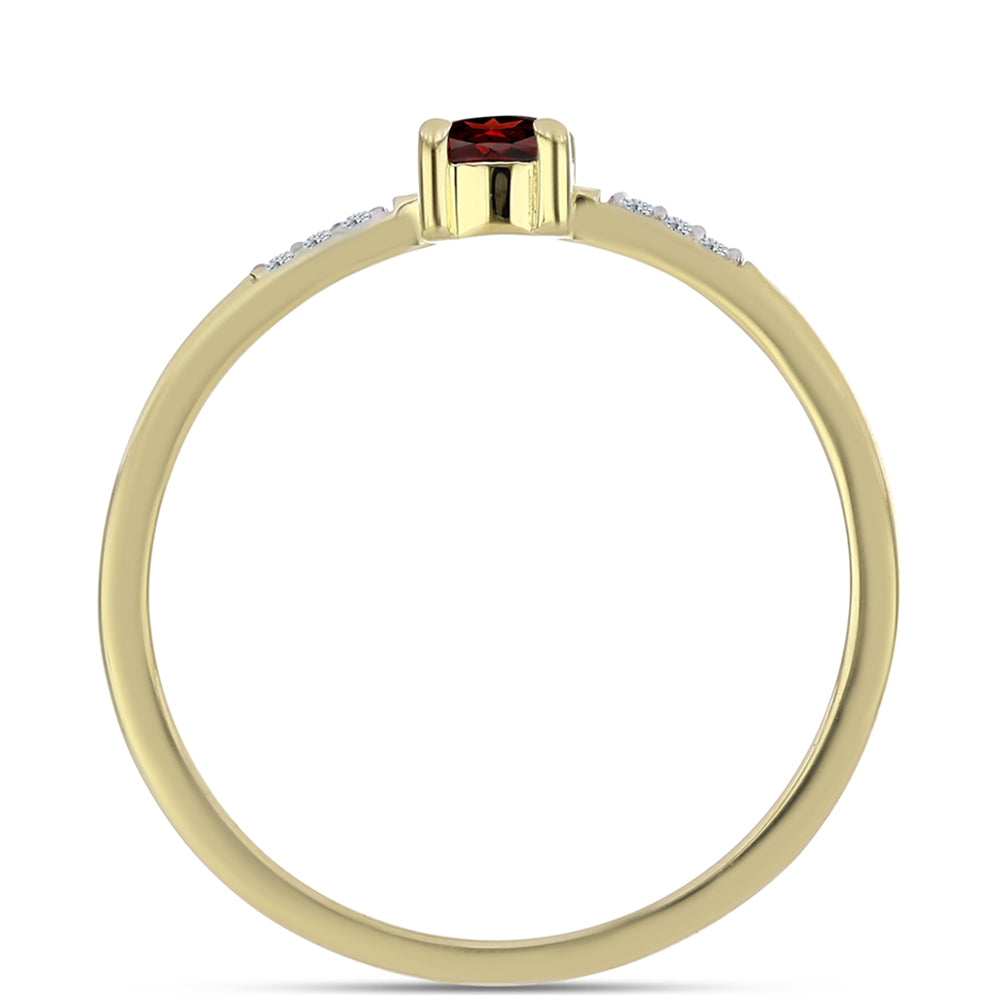 Anillo de Plata Bañada en Oro con Granate Barton y Topacio Blanco