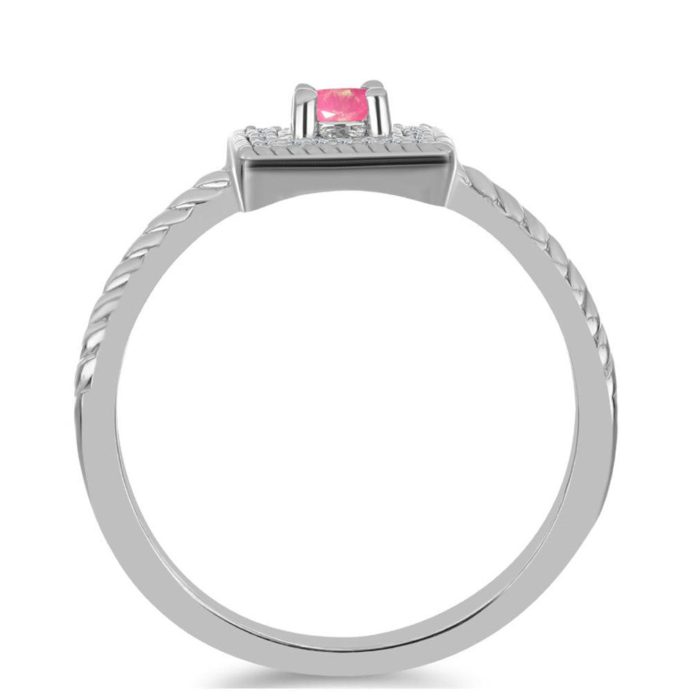 Anillo de Plata con Ópalo Rosa de Lega Dembi y Topacio Blanco