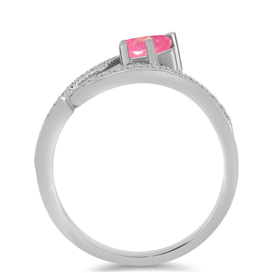 Anillo de Plata con Ópalo Rosa de Lega Dembi y Topacio Blanco