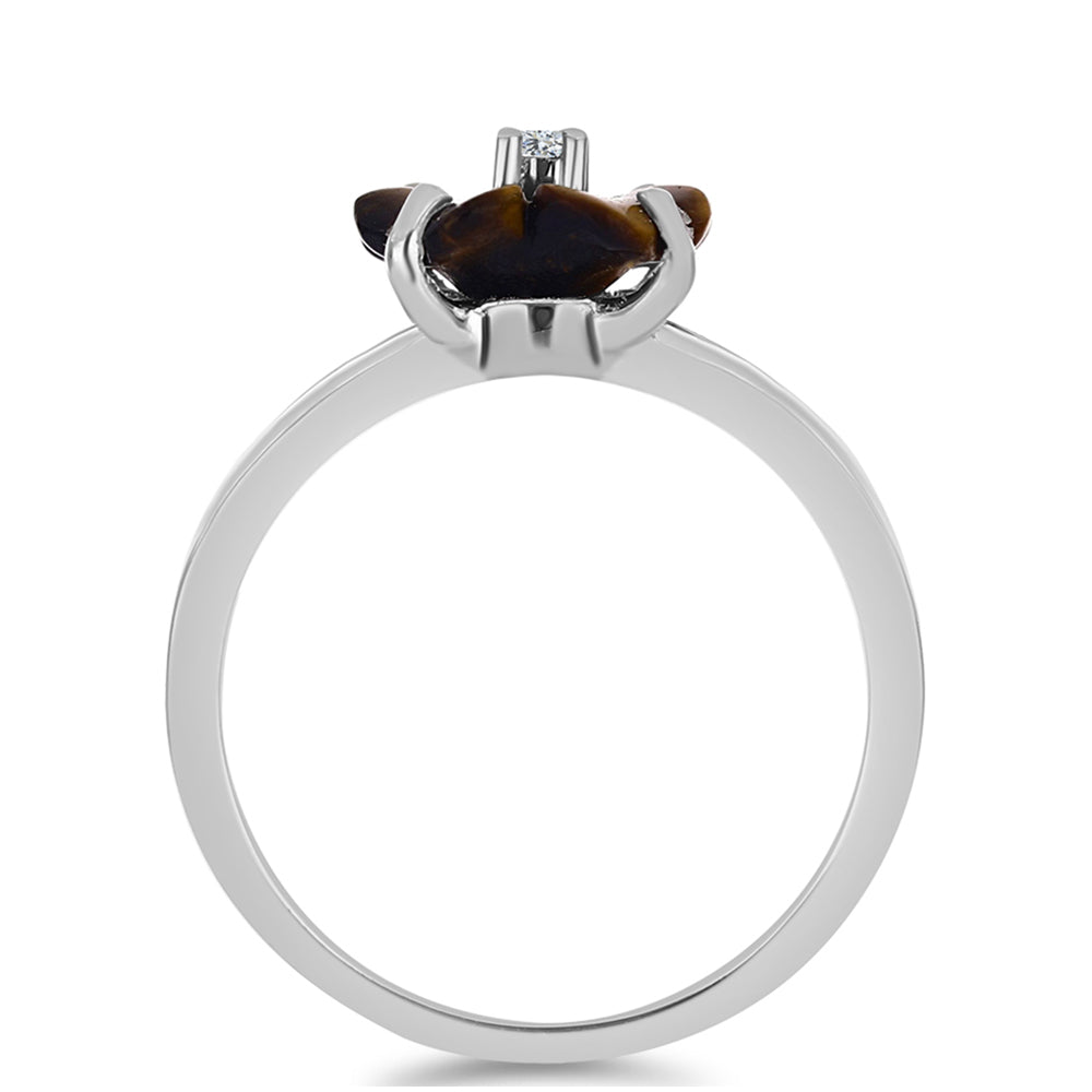 Anillo de Plata con Jaspe Picasso y Topacio Blanco 2 