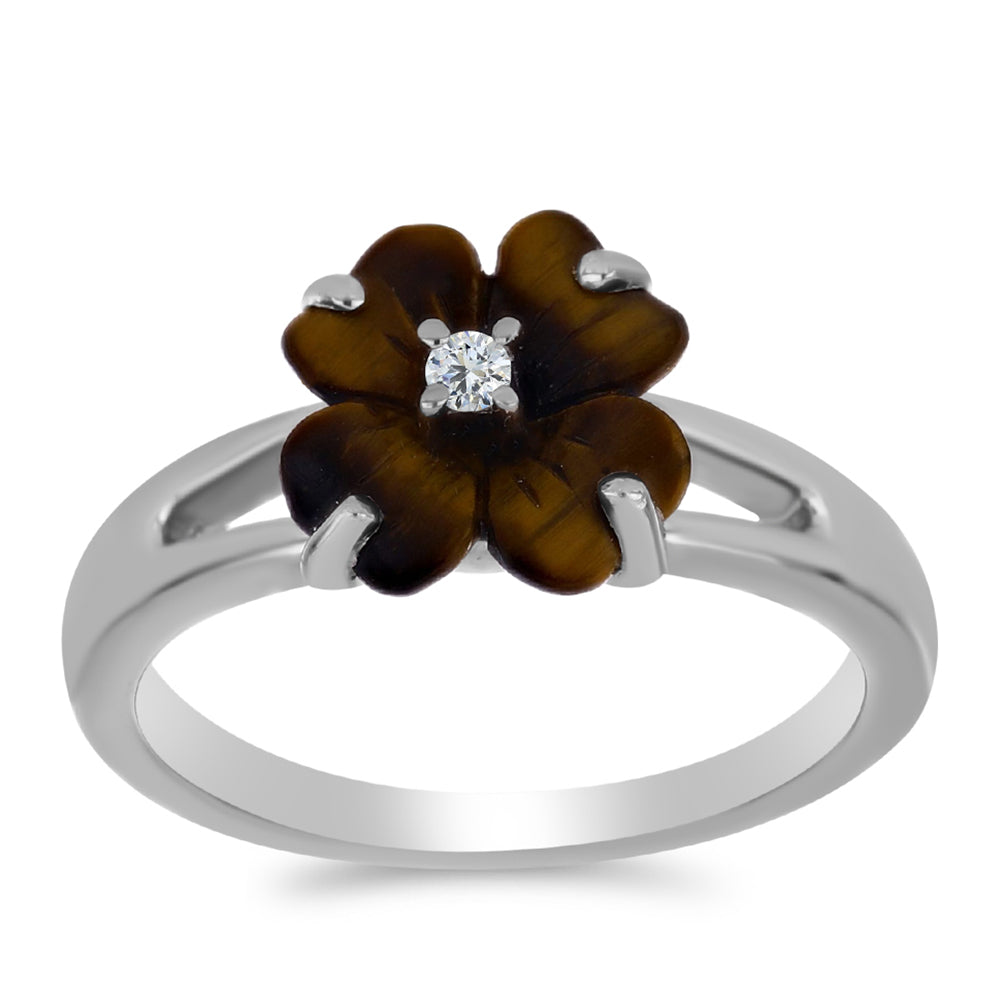 Anillo de Plata con Jaspe Picasso y Topacio Blanco