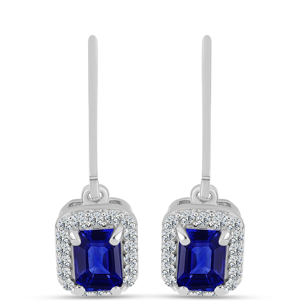 Pendientes de Plata con Zafiro Azul Australiano y Topacio Blanco 1 