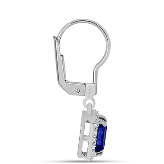 Pendientes de Plata con Zafiro Azul Australiano y Topacio Blanco