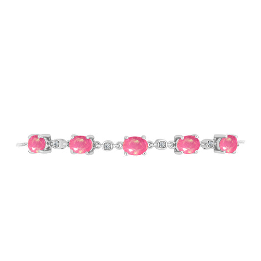 Pulsera de Plata con Ópalo Rosa de Lega Dembi y Topacio Blanco