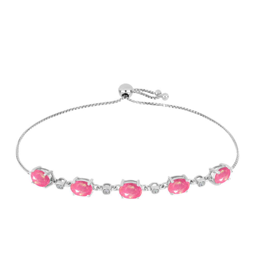 Pulsera de Plata con Ópalo Rosa de Lega Dembi y Topacio Blanco 1 