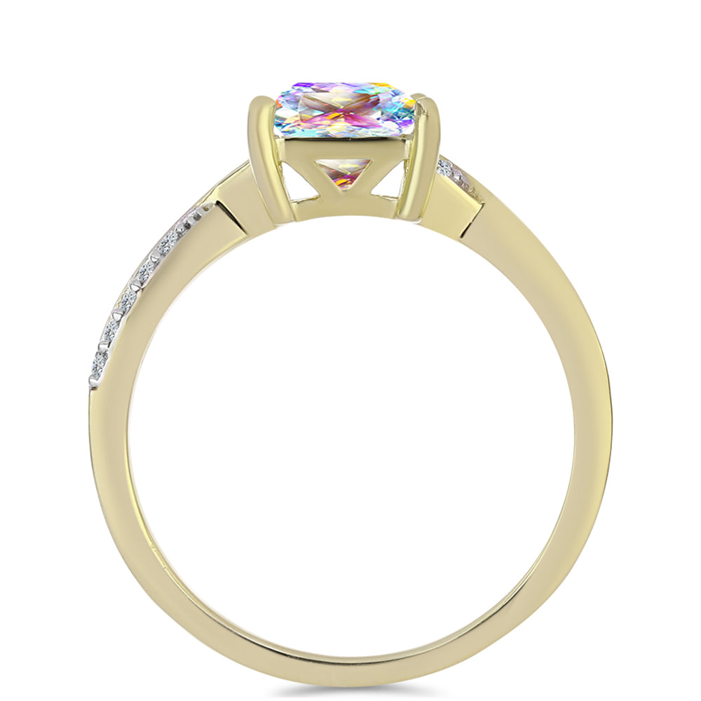 Anillo de Plata Bañada en Oro con Moisanita hielo y Topacio Blanco