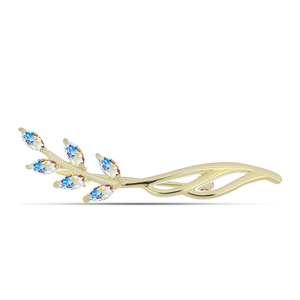 Broche de Plata Bañada en Oro con Moisanita hielo 1 