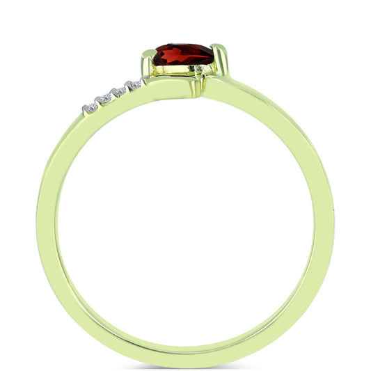 Anillo de Plata Bañada en Oro con Granate Barton y Topacio Blanco