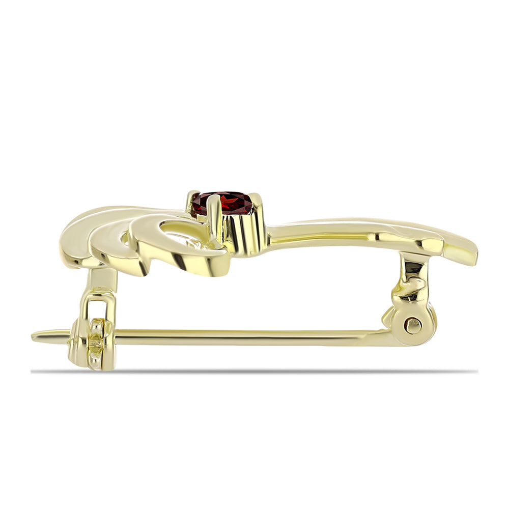 Broche de Plata Bañada en Oro con Granate Barton 2 