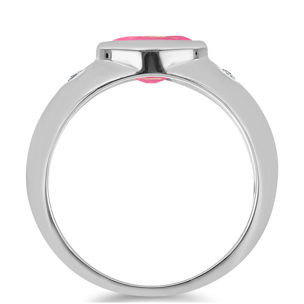 Anillo de Plata con Ópalo Rosa de Lega Dembi y Topacio Blanco 2 