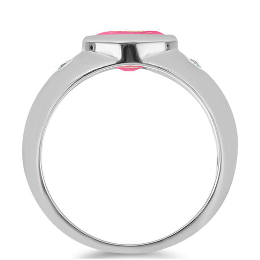 Anillo de Plata con Ópalo Rosa de Lega Dembi y Topacio Blanco