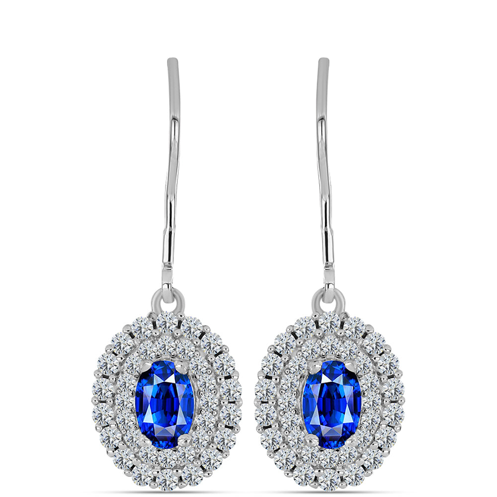 Pendientes de Plata con Zafiro Azul Australiano y Topacio Blanco 1 