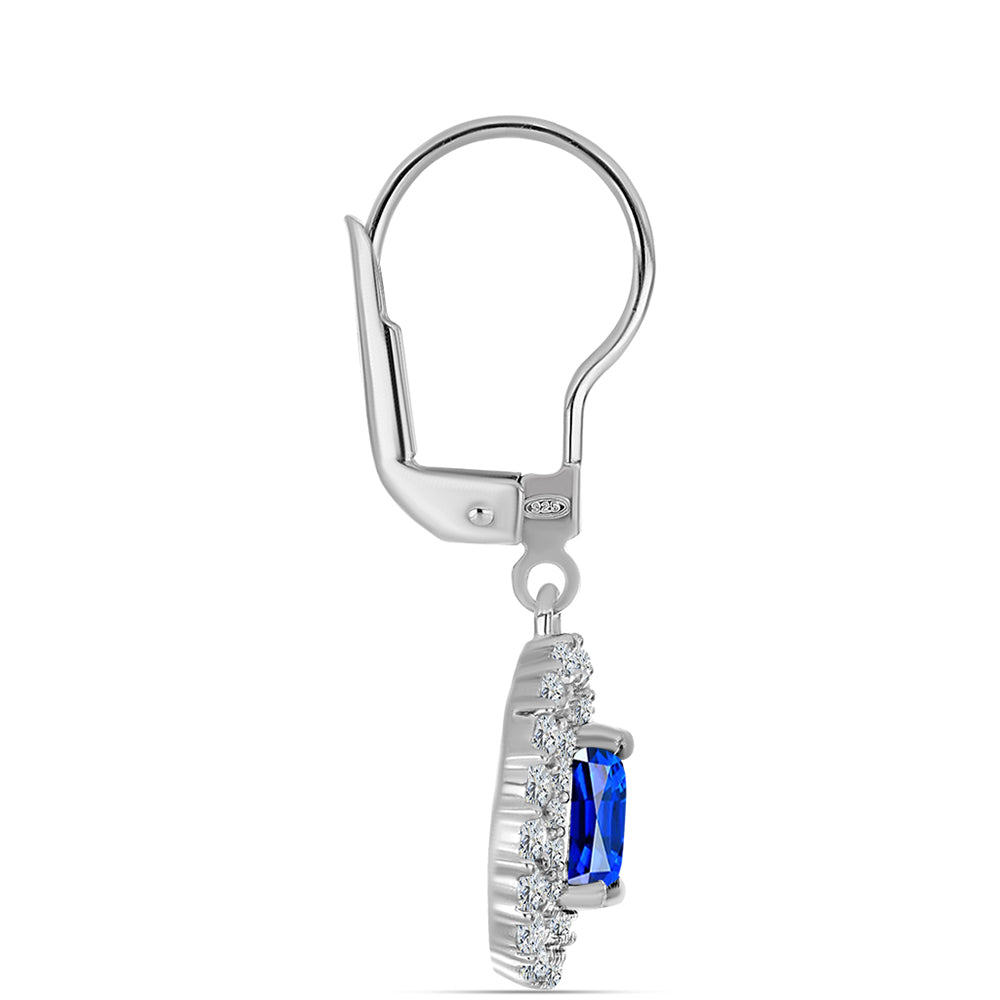 Pendientes de Plata con Zafiro Azul Australiano y Topacio Blanco 2 