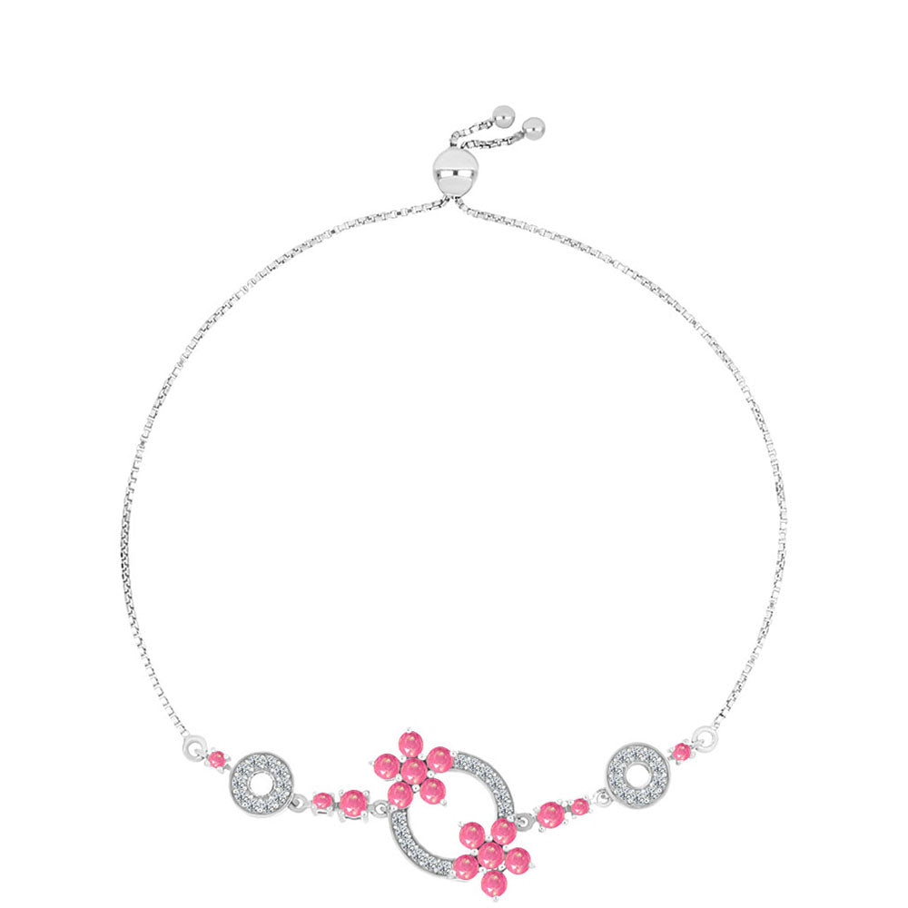 Pulsera de Plata con Ópalo Rosa de Lega Dembi y Topacio Blanco 1 
