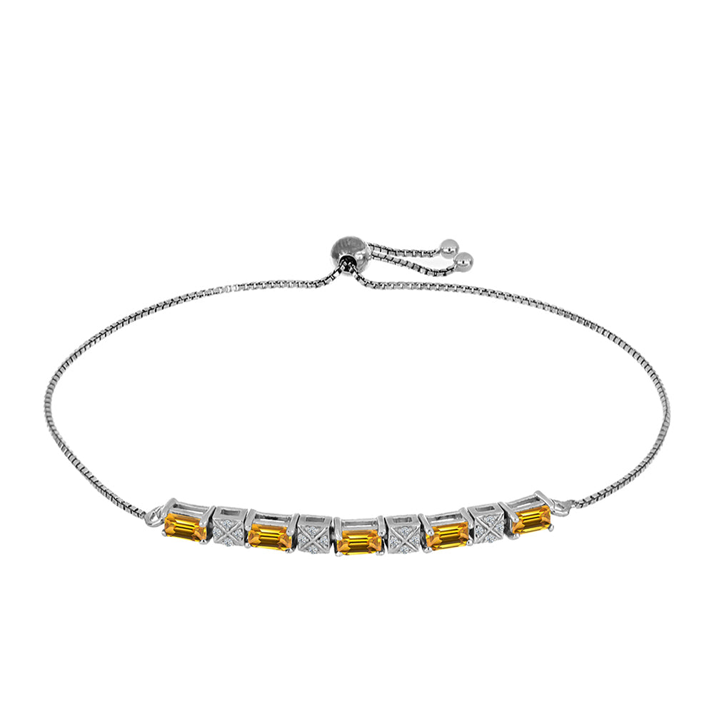 Pulsera de Plata con Topacio amarillo imperial y Topacio Blanco