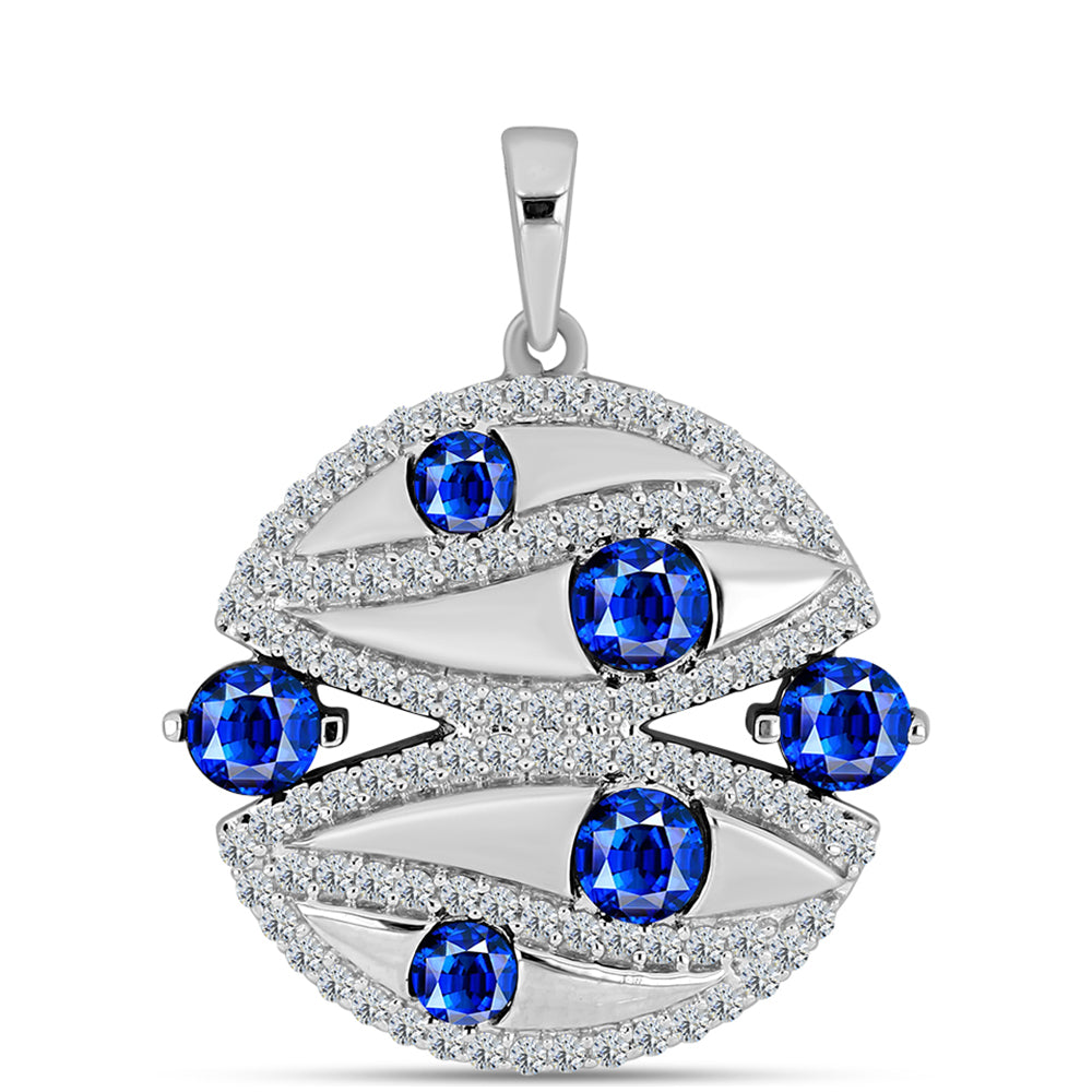 Colgante de Plata con Zafiro Azul Australiano y Topacio Blanco 1 