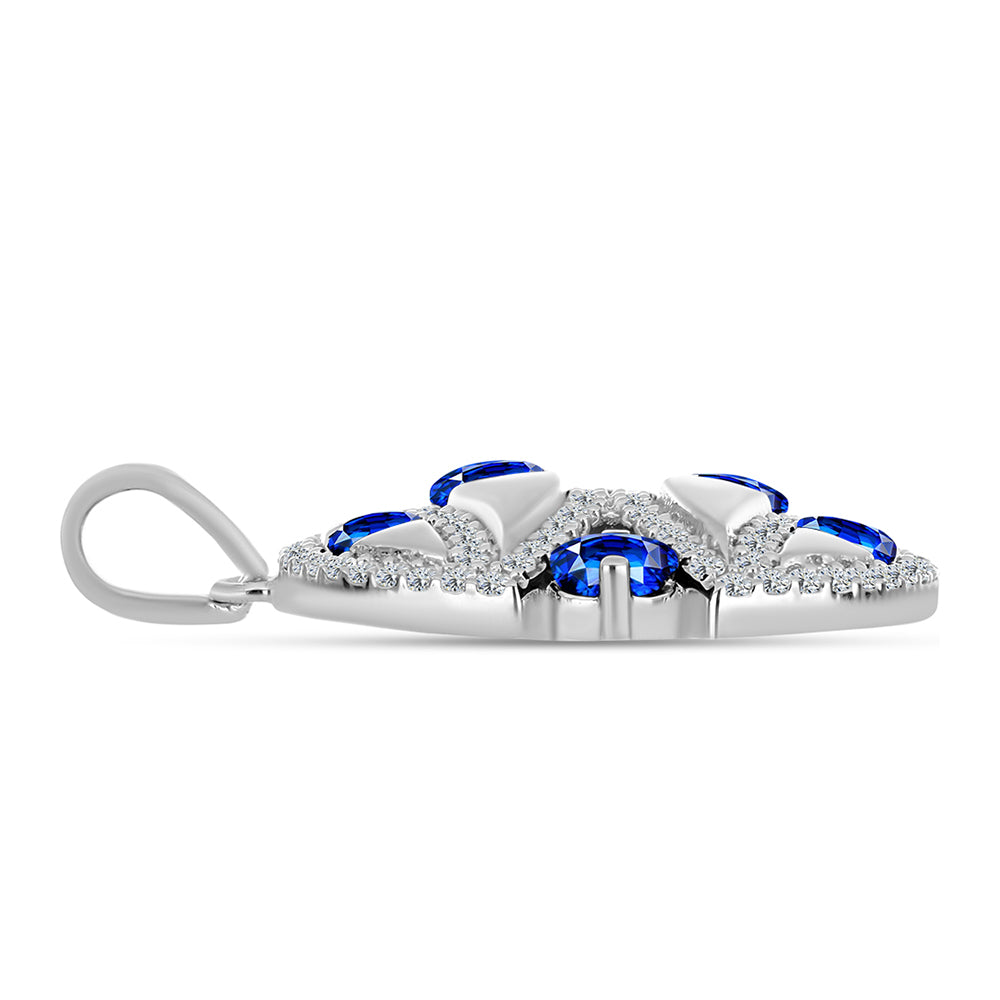 Colgante de Plata con Zafiro Azul Australiano y Topacio Blanco 2 