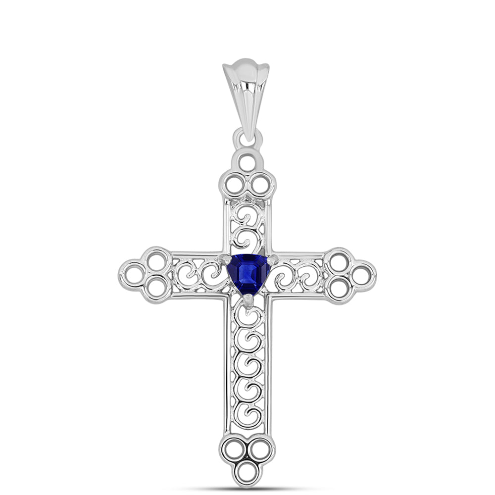 Cruz Colgante de Plata con Zafiro Azul Australiano 1 