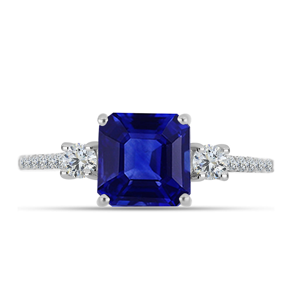 Anillo de Plata con Zafiro Azul Australiano y Topacio Blanco 1 