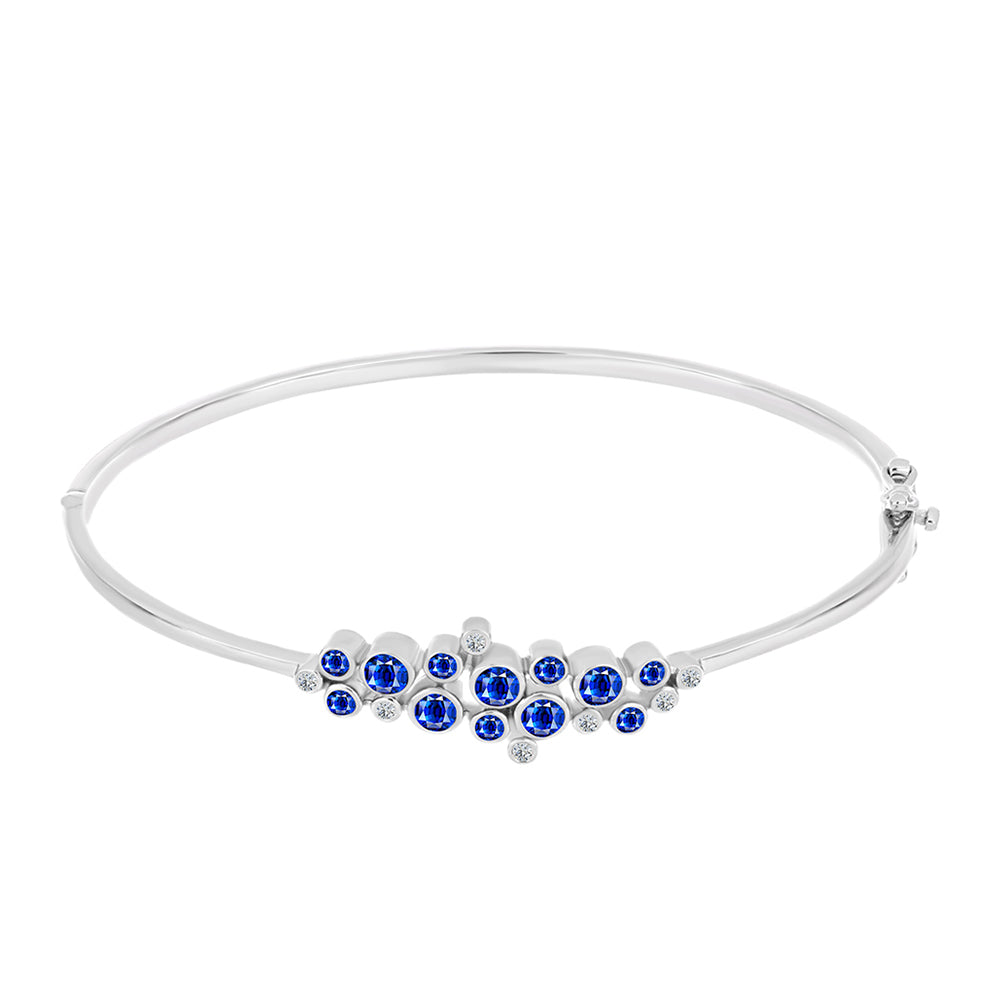 Brazalete de Plata con Zafiro Azul Australiano y Topacio Blanco 1 