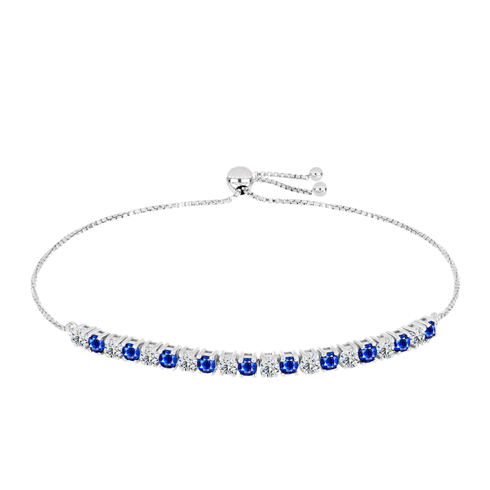 Pulsera de Plata con Zafiro Azul Australiano y Topacio Blanco 1 