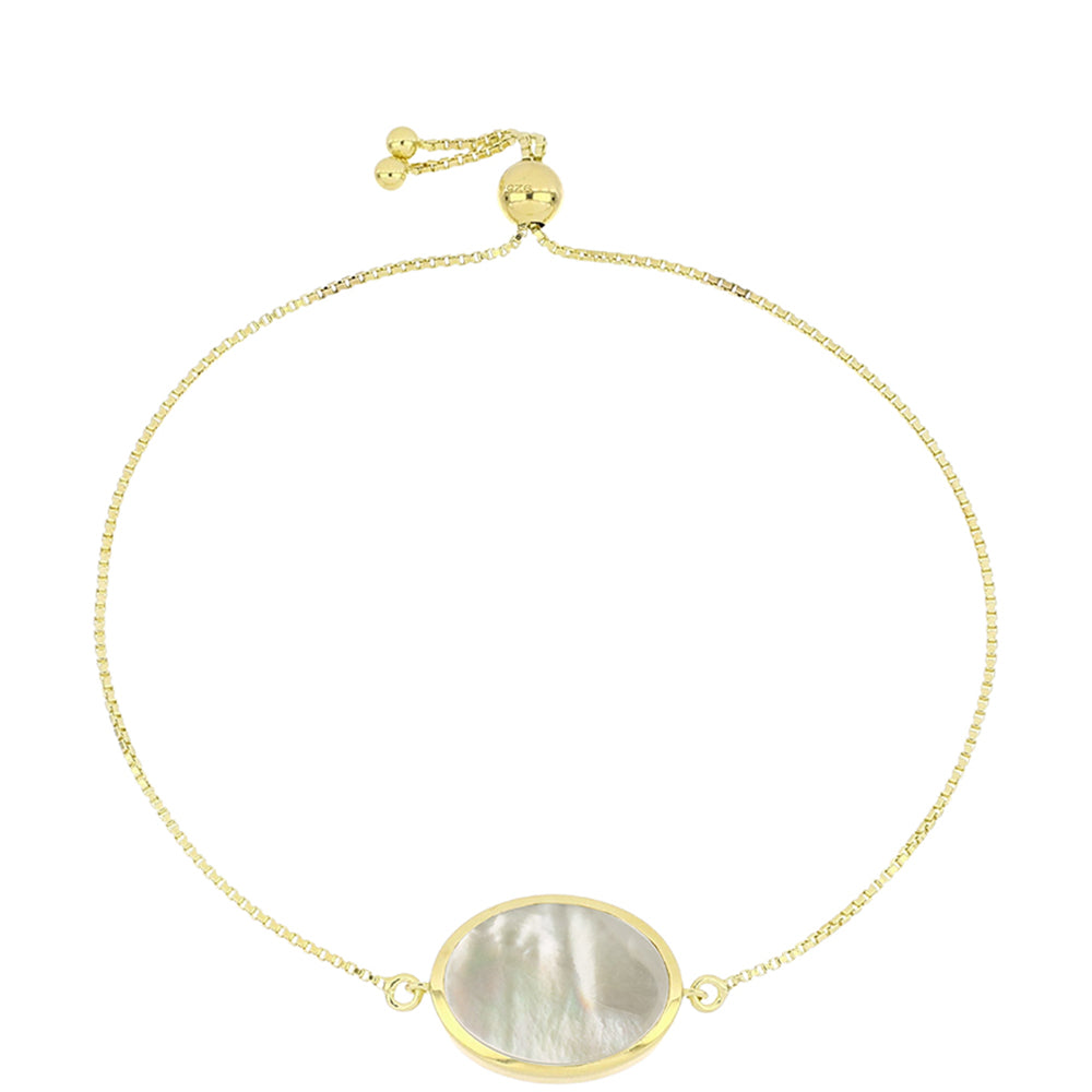 Pulsera de Plata Bañada en Oro con Madreperla 1 