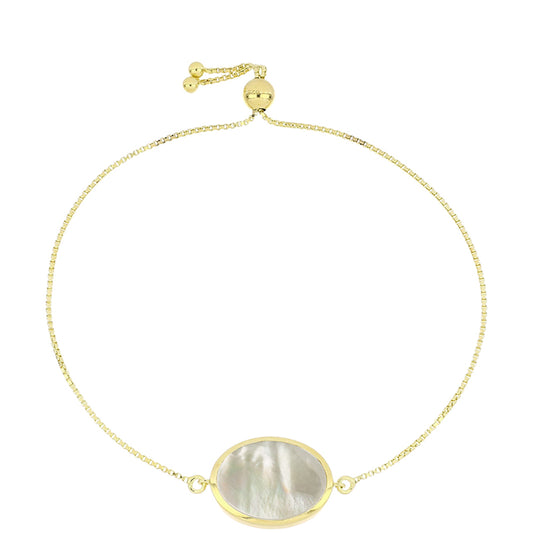 Pulsera de Plata Bañada en Oro con Madreperla