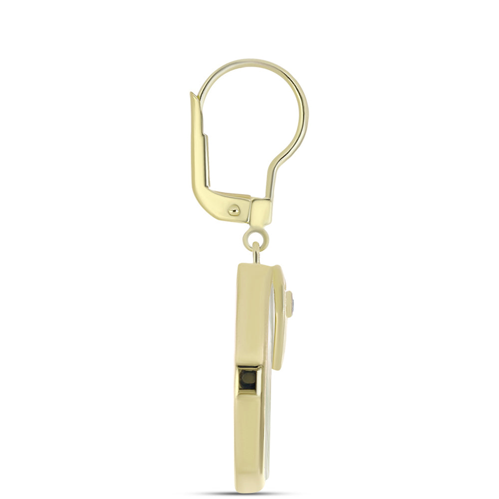 Pendientes de Plata Bañada en Oro con Madreperla y Topacio Blanco 2 