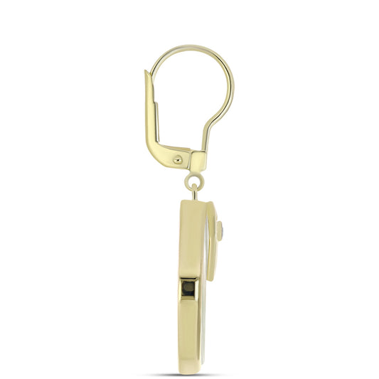 Pendientes de Plata Bañada en Oro con Madreperla y Topacio Blanco