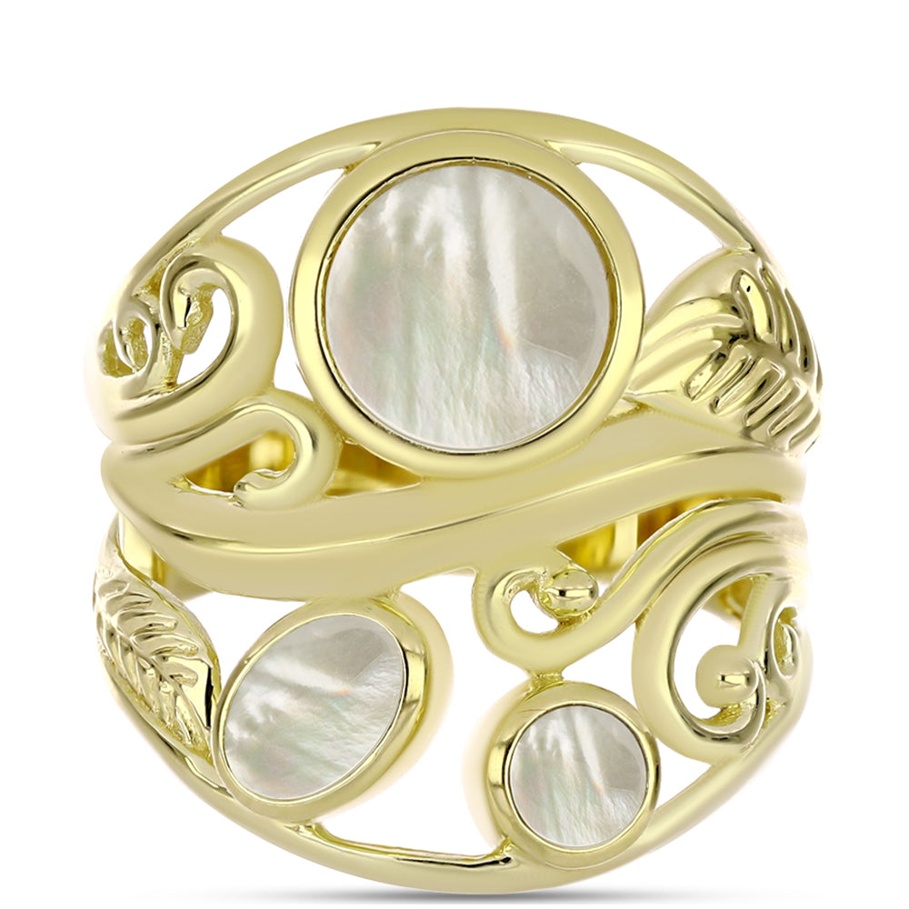 Anillo de Plata Bañada en Oro con Madreperla 1 