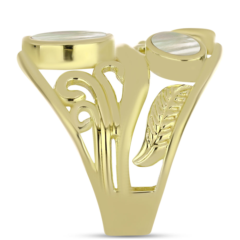 Anillo de Plata Bañada en Oro con Madreperla 4 