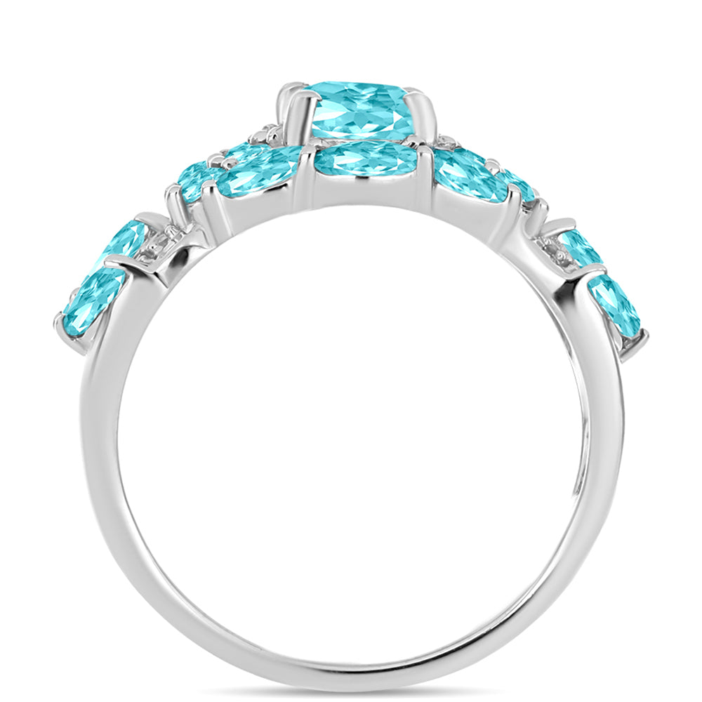 Anillo de Plata con Cuarzo Paraiba y Topacio Blanco 2 